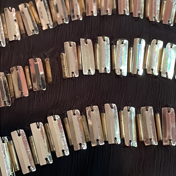 Ecote Sparkly Top with Double Spaghetti Straps and Gold Bars. XS - Picture 2 of 6